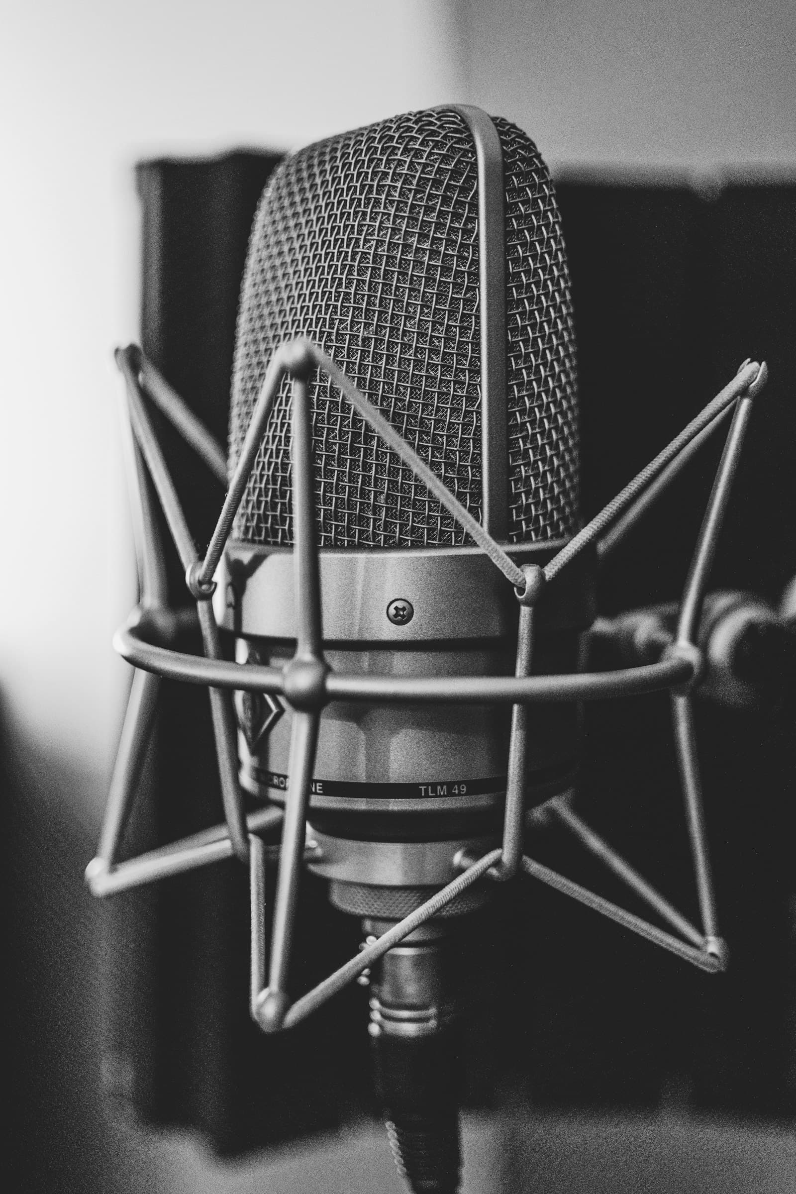 A studio microphone in close-up